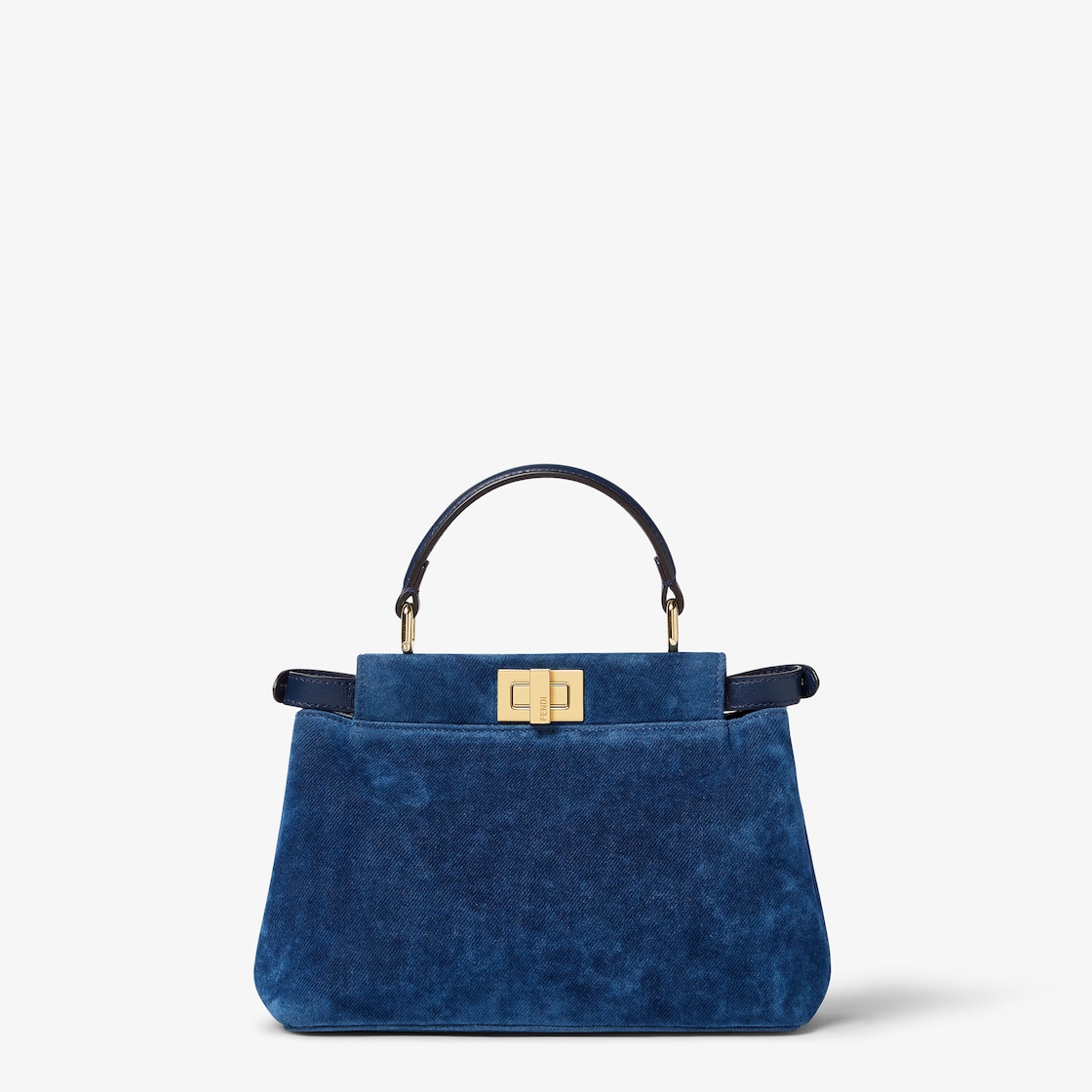FENDI Peekaboo Mini Blue flocked denim bag with Night Butterfly embroidery - Image 5